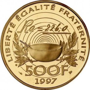 Реверс монеты Франция, 500 франков, 1997, Пьер и Мария Кюри