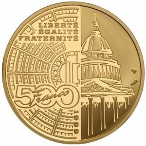 Реверс монеты Франция, 500 франков, 1999, 140 лет со дня рождения Жана Жореса