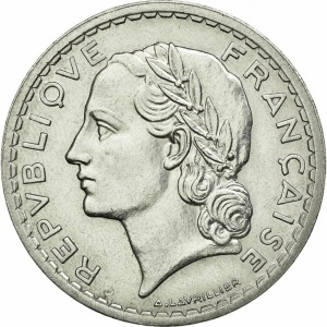 Аверс монеты Франция, 5 франков, 1945-1952