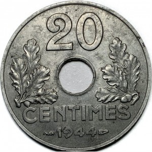 Реверс монеты Франция, 20 сантимов, 1944