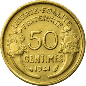 Реверс монеты Франция, 50 сантимов, 1931-1947