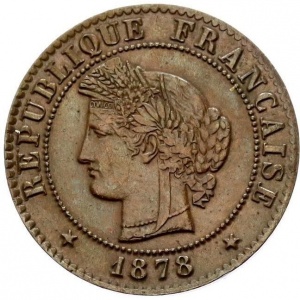 Аверс монеты Франция, 1 сантим, 1872-1897