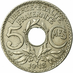 Реверс монеты Франция, 5 сантимов, 1917-1920