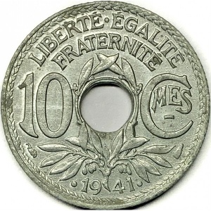 Реверс монеты Франция, 10 сантимов, 1941