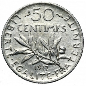 Реверс монеты Франция, 50 сантимов, 1897-1920