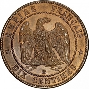 Реверс монеты Франция, 10 сантимов, 1861-1865