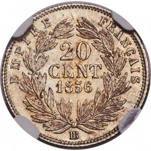 Реверс монеты Франция, 20 сантимов, 1853-1863
