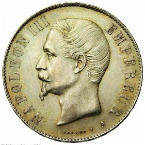 Аверс монеты Франция, 5 франков, 1854-1859