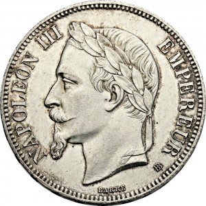 Аверс монеты Франция, 5 франков, 1861-1870