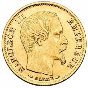 Аверс монеты Франция, 10 франков, 1854-1855