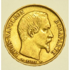 Аверс монеты Франция, 20 франков, 1852