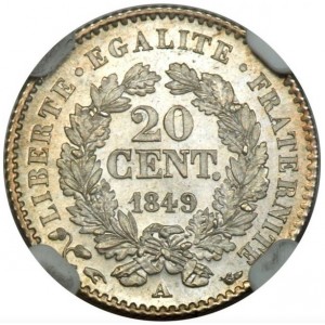 Реверс монеты Франция, 20 сантимов, 1849-1851