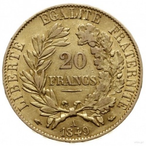 Реверс монеты Франция, 20 франков, 1849-1851