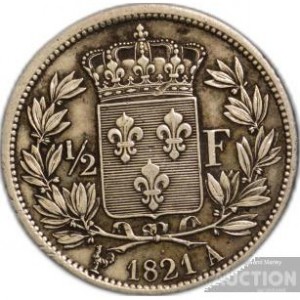 Реверс монеты Франция, ½ франка, 1816-1824