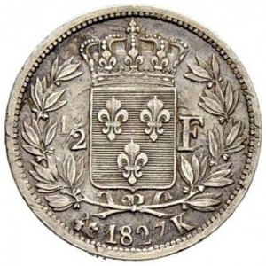 Реверс монеты Франция, ½ франка, 1825-1830