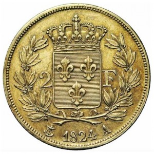 Реверс монеты Франция, 2 франка, 1816-1824
