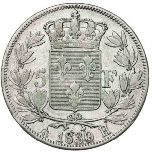 Реверс монеты Франция, 5 франков, 1827-1830