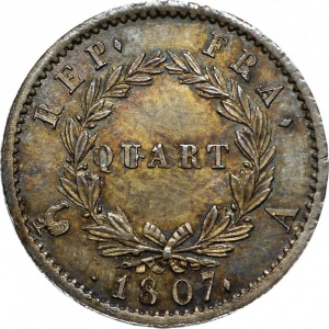 Реверс монеты Франция, ¼ франка, 1807