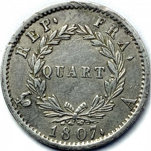 Реверс монеты Франция, ¼ франка, 1807-1808