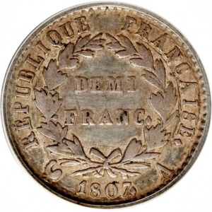 Реверс монеты Франция, ½ франка, 1807