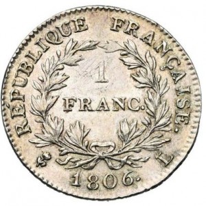 Реверс монеты Франция, 1 франк, 1806-1807