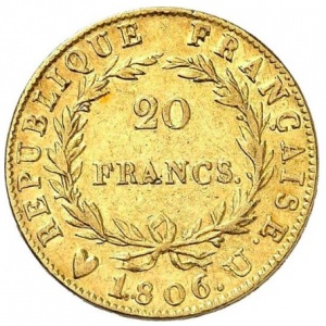 Реверс монеты Франция, 20 франков, 1806
