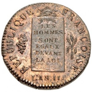 Аверс монеты Франция, ½ соль, 1793