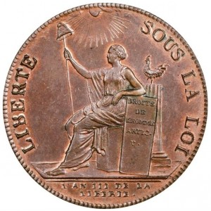 Аверс монеты Франция, 2 соля, 1791, Monneron Freres