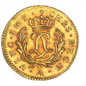 Реверс монеты Франция, ½ дьёра, 1724-1725