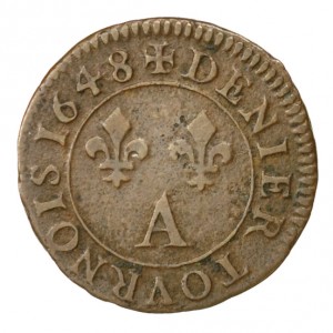 Реверс монеты Франция, 1 турский денье, 1648-1649