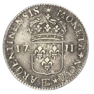 Реверс монеты Франция, ½ Экю, 1709-1714, Коронованный герб Франции на реверсе