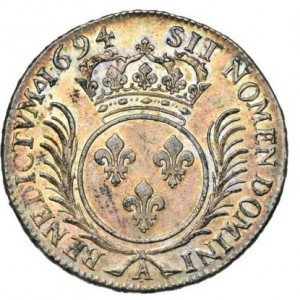 Реверс монеты Франция, 1 ЭКЮ, 1693-1701, Герб Франции на реверсе