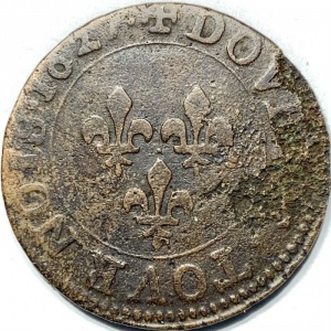 Реверс монеты Франция, Двойной турнуа, 1619-1629