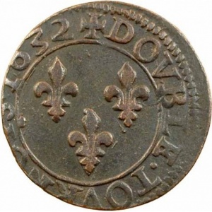 Реверс монеты Франция, Двойной турнуа, 1627-1635
