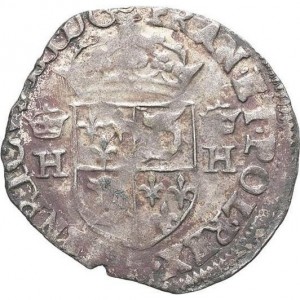 Аверс монеты Франция, 1 дузен, 1575-1590, Короны и дельфины в углах креста
