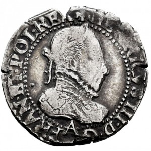 Аверс монеты Франция, ¼ франка, 1574-1592, Гладкий воротник