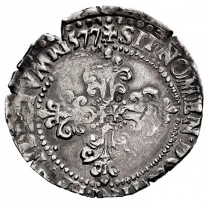 Реверс монеты Франция, ¼ франка, 1574-1592, Гладкий воротник