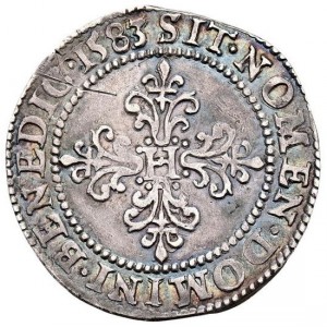 Реверс монеты Франция, ½ франка, 1578-1587, Дата вверху в легенде на реверсе