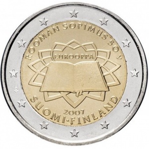 Аверс монеты Финляндия, 2 евро, 2007, 50 лет подписания Римского договора