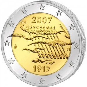 Аверс монеты Финляндия, 2 евро, 2007, 90 лет независимости Финляндии