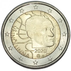 Аверс монеты Финляндия, 2 евро, 2020, 100 лет со дня рождения Вяйнё Линна