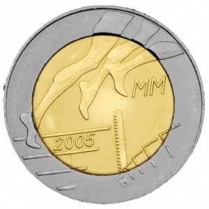 Аверс монеты Финляндия, 5 евро, 2005, X чемпионат мира по лёгкой атлетике