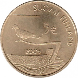 Реверс монеты Финляндия, 5 евро, 2006, 150 лет демилитаризации Аландов