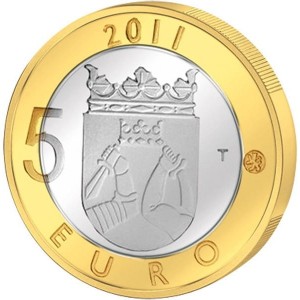 Реверс монеты Финляндия, 5 евро, 2011, Исторические регионы Финляндии - Карелия