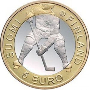 Аверс монеты Финляндия, 5 евро, 2012, Чемпионат мира по хоккею с шайбой 2012