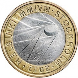 Реверс монеты Финляндия, 5 евро, 2012, Чемпионат мира по хоккею с шайбой 2012