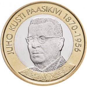 Реверс монеты Финляндия, 5 евро, 2017, Юхо Кусти Паасикиви (1946-1956)