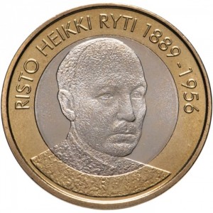 Реверс монеты Финляндия, 5 евро, 2017, Ристо Рюти (1940-1944)