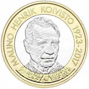 Реверс монеты Финляндия, 5 евро, 2018, Мауно Койвисто (1982-1994)