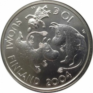 Аверс монеты Финляндия, 10 евро, 2004, 90 лет со дня рождения Туве Янссон